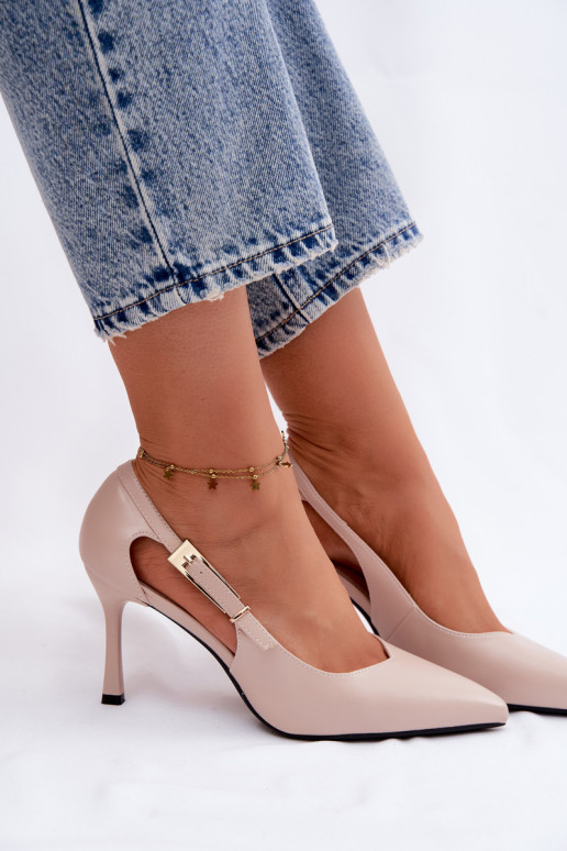 High Heels mit Ausschnitten und Schnallen Vinceza 62288 sandfarben