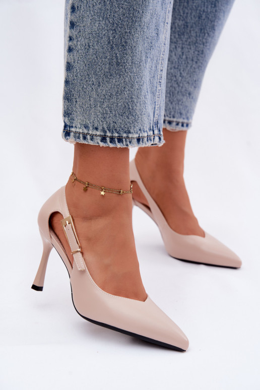 High Heels mit Ausschnitten und Schnallen Vinceza 62288 sandfarben