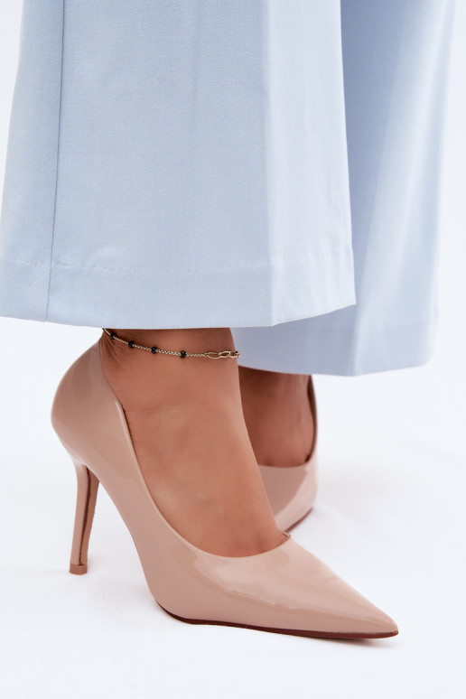 Klassische Lack-High-HeelsImitacji Skóry Beige Odira