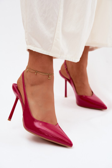Rosa lackierte High-Heels-Sandalen aus Kunstleder Calera 2