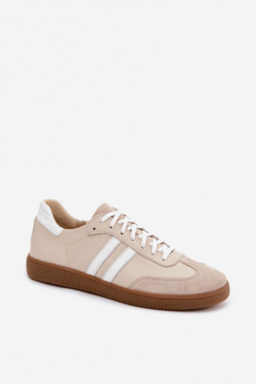 Zazoo N1068 Leder-Sneaker für Damen in Sandfarbe