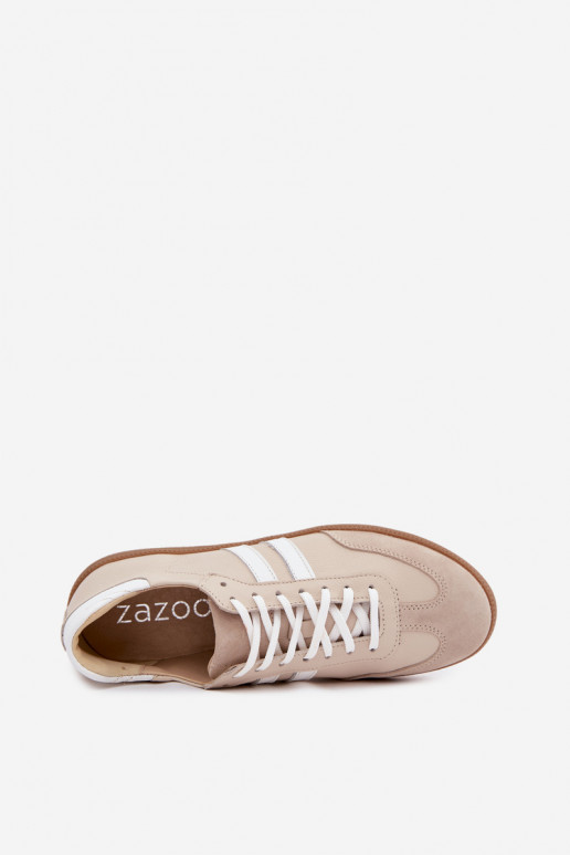 Zazoo N1068 Leer Laag Sneakers model schoenen Dames beige