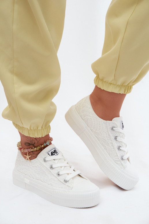Casual schoenen met kantmotieven en platform LEE ISLA LACE INOMEN LOIN 50261003.1FG in wit