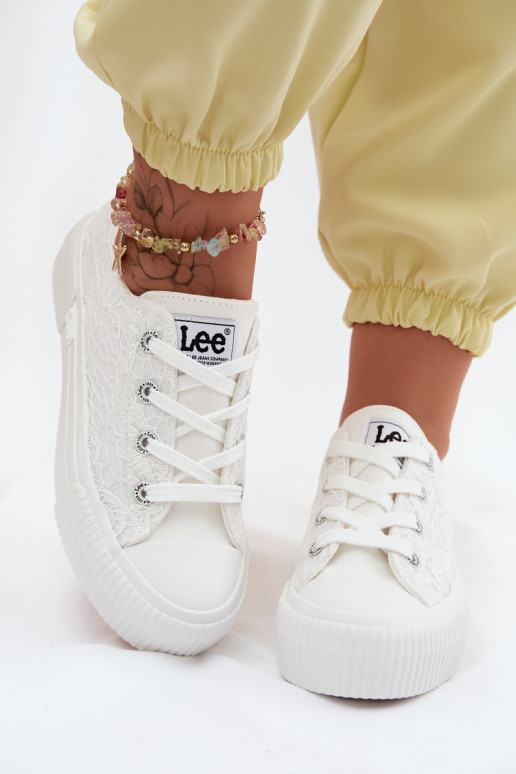 Casual schoenen met kantmotieven en platform LEE ISLA LACE INOMEN LOIN 50261003.1FG in wit