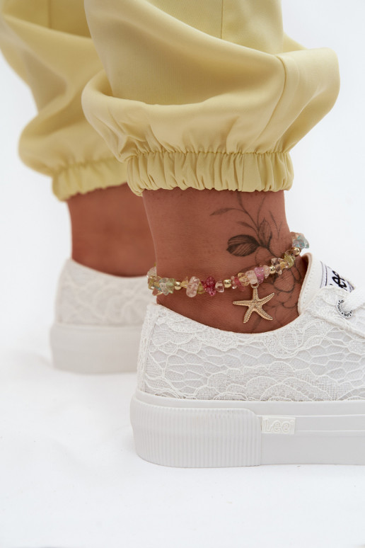 Freizeitschuhe mit Spitzenmotiven und Plateau LEE ISLA LACE INOMEN LOIN 50261003.1FG in Weiß