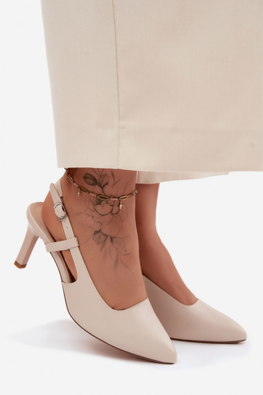 Damen-Sandalen mit Absatz Sergio Leone SK157 in Sandfarbe