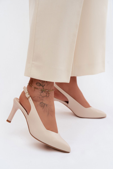 Dames sandalen op dunne hakken Sergio Leone SK158 in zandkleur 2