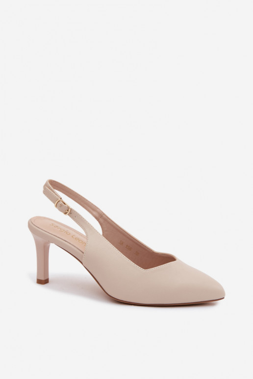 Dames sandalen op dunne hakken Sergio Leone SK158 in zandkleur