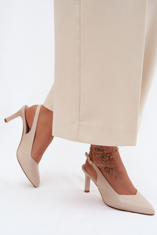 Damen-Sandalen auf dünnen Absätzen Sergio Leone SK158 in Sandfarbe