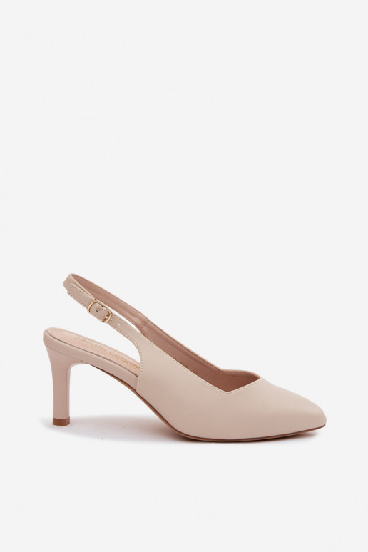 Dames sandalen op dunne hakken Sergio Leone SK158 in zandkleur