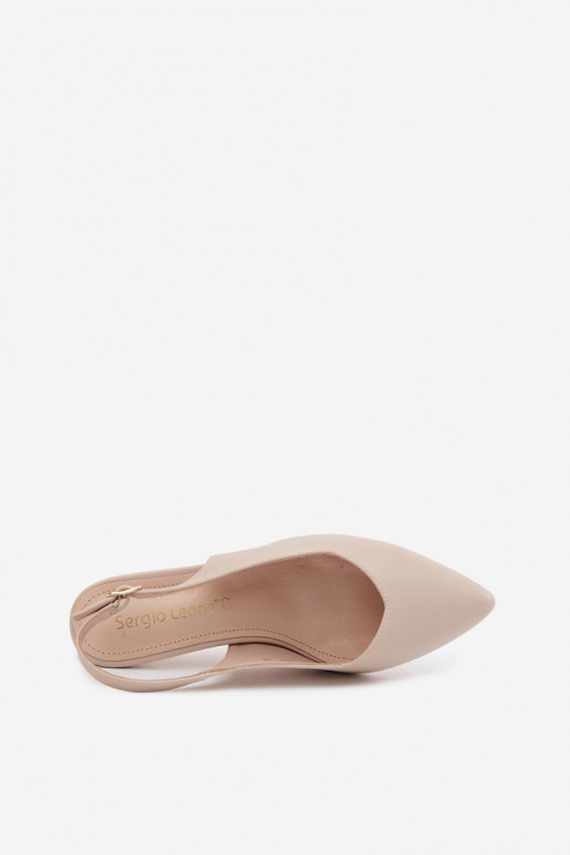 Damen-Sandalen auf dünnen Absätzen Sergio Leone SK158 in Sandfarbe