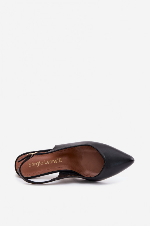 Damen-Sandalen auf dünnen Absätzen Sergio Leone SK158 in Schwarz