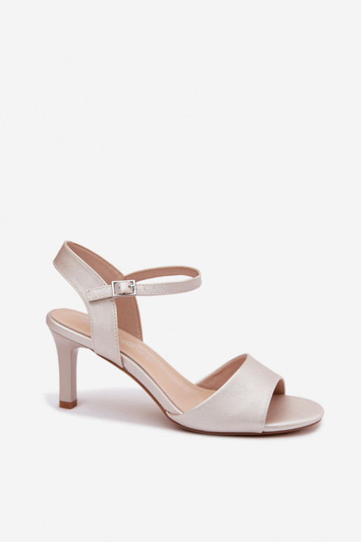 Dames sandalen Op Smukłym Obcasie Sergio Leone SK347 zilvere kleur