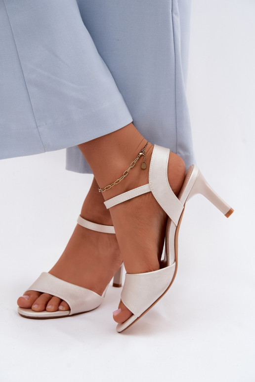 Dames sandalen Op Smukłym Obcasie Sergio Leone SK347 zilvere kleur