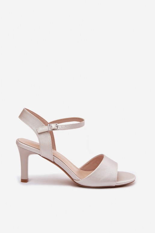 Dames sandalen Op Smukłym Obcasie Sergio Leone SK347 zilvere kleur