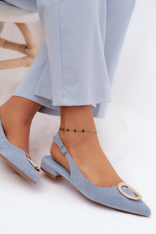 Sandales pour femmes avec des talons larges avec des ornements couleur bleue Sparkle