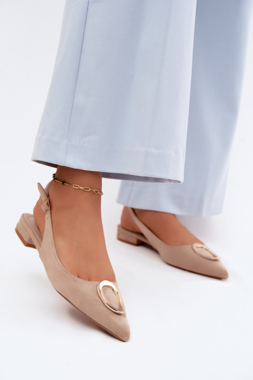 Dames sandalen met brede hakken met ornamenten beige Sparkle