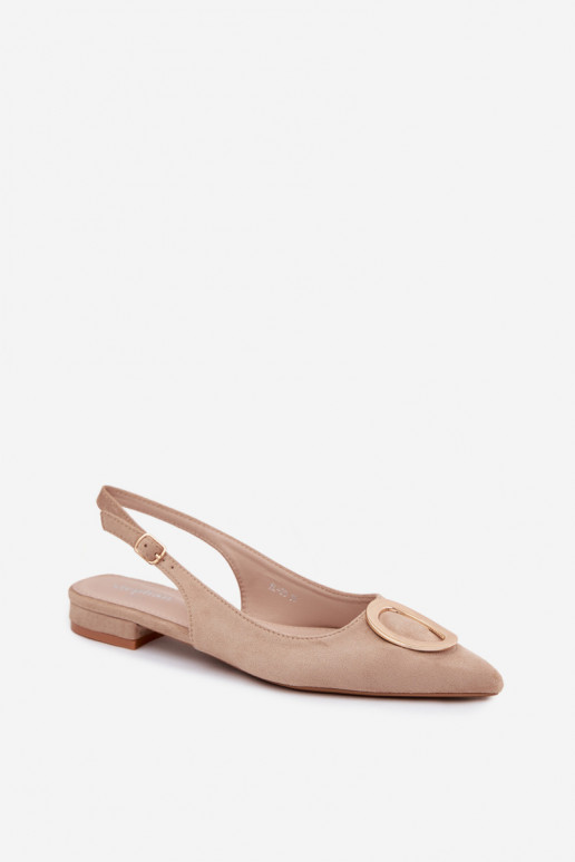 Sandales pour femmes avec des talons larges avec des ornements beige Sparkle