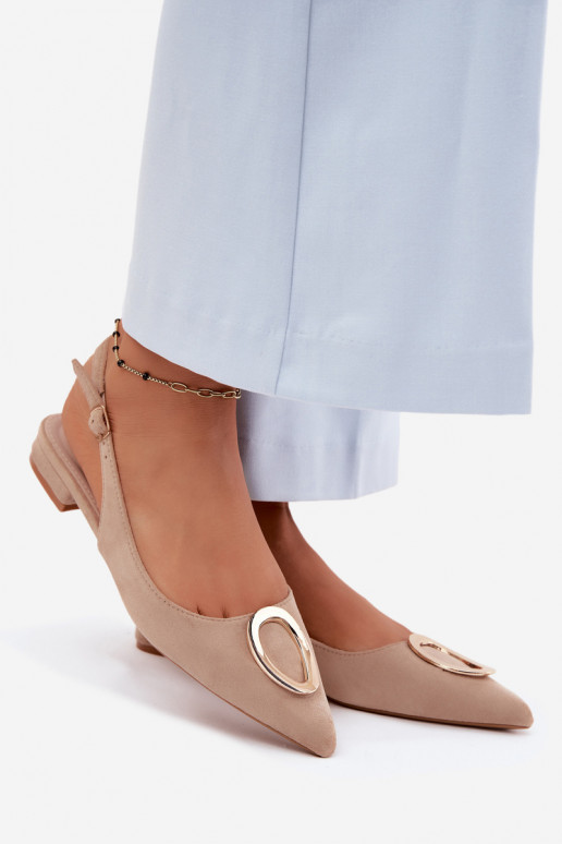 Sandales pour femmes avec des talons larges avec des ornements beige Sparkle