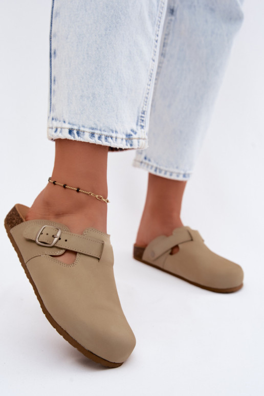 Pantoufles en cuir Mule avec boucles Zazoo 1905 PistacjoÀe