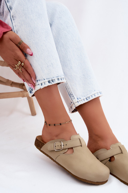 Leren pantoffels Mule met gespen Zazoo 1905 PistacjoIne