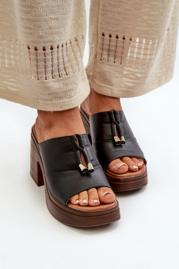 Dames platform slippers van faux leather in zwarte kleur Dafira 2