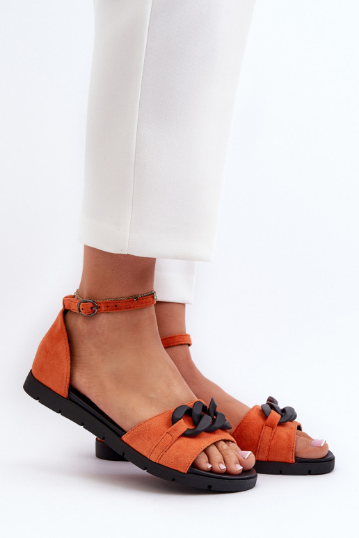 Sandalen voor dames met kettingen Vinceza 17320 oranje