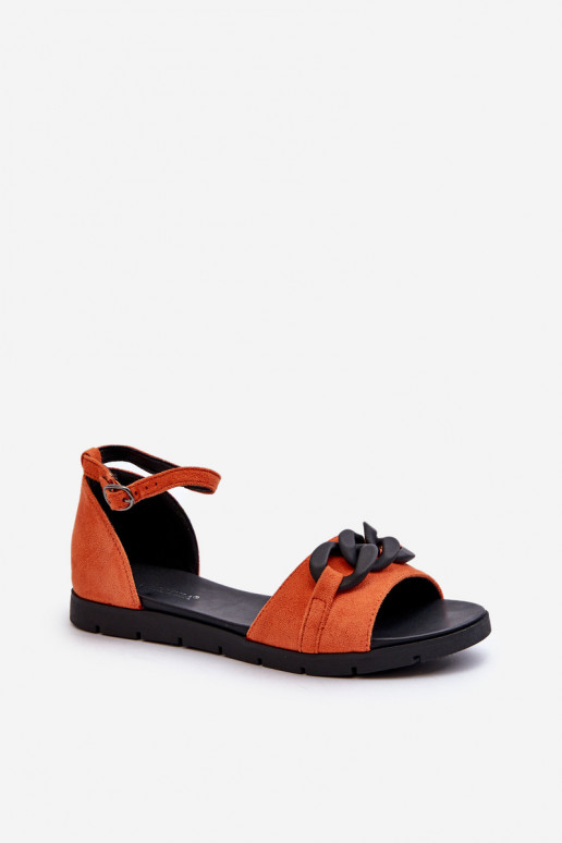 Sandalen voor dames met kettingen Vinceza 17320 oranje
