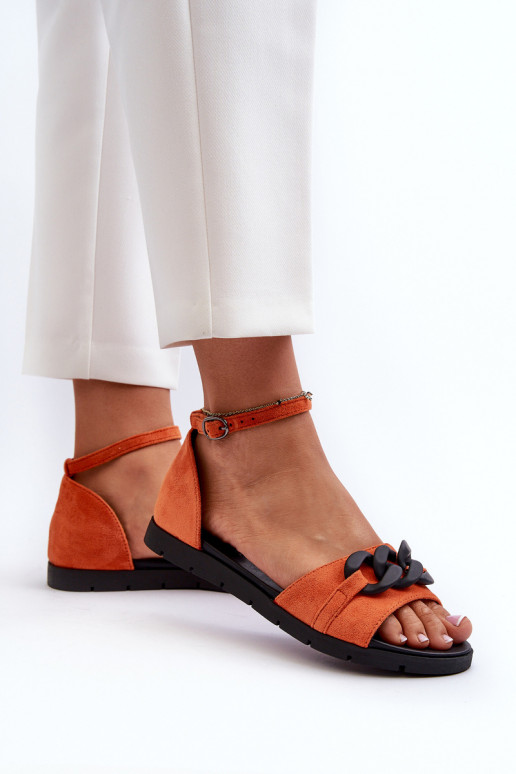 Sandalen voor dames met kettingen Vinceza 17320 oranje