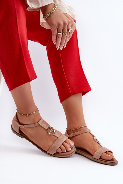 Sandalen voor dames met gouden details Vinceza 17321 beige