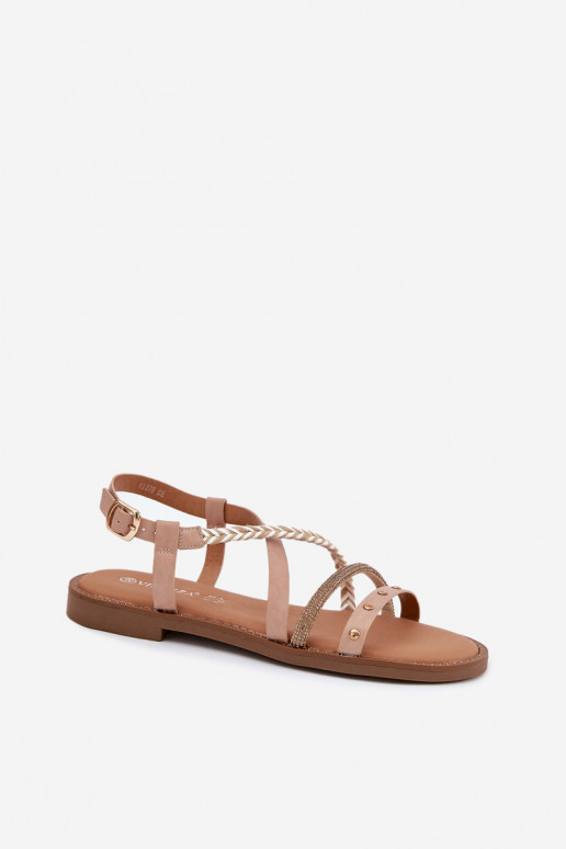 Platte sandalen met riemen Vinceza 17379 ivoor