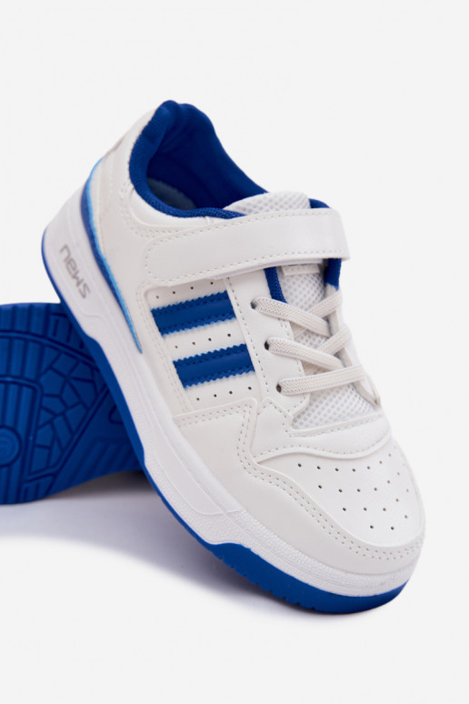 Baskets pour enfants avec fermetures adhésives blanches-bleues Neressa