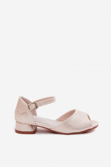 Glanzende kindersandalen in zandkleur Pebble 2