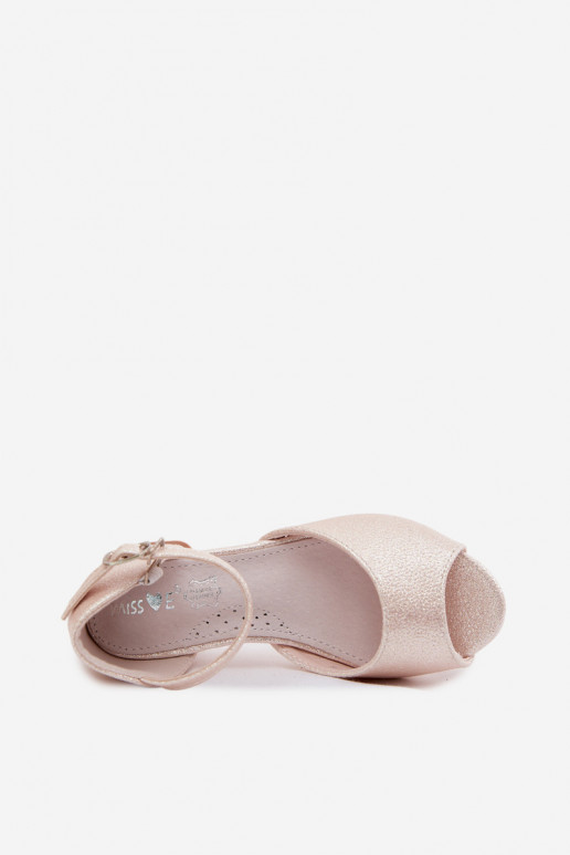 Glanzende sandalen Kinderen beige Pebble