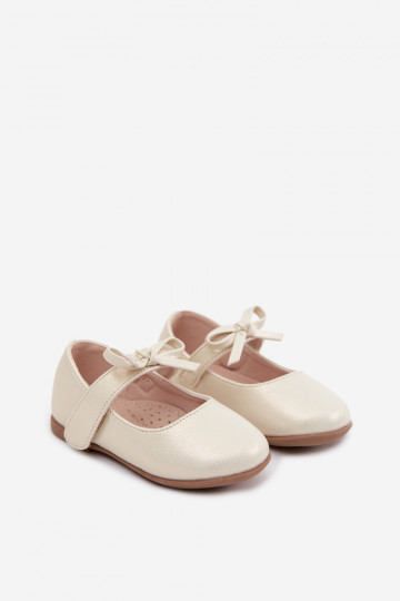 Ballerines pour enfants avec fermetures adhésives et nœuds couleur sable Drippy