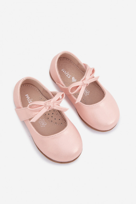Ballerinas Kindisch mit Klebeverschlüssen mit Bändern pinke Farbe Drippy