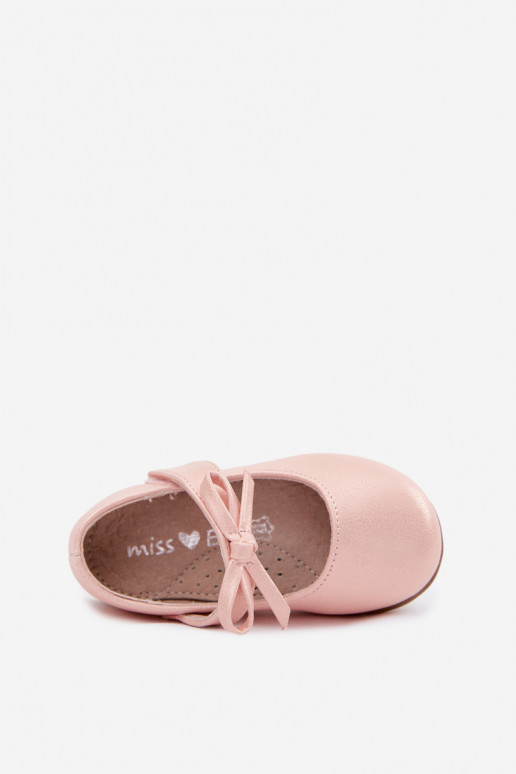 Ballerines pour enfants avec fermetures adhésives et nœuds couleur rose Drippy