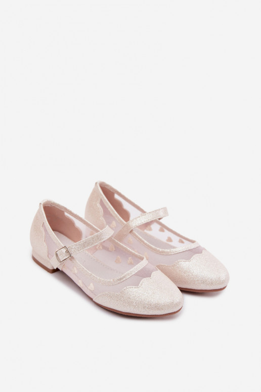 Glanzende ballerinas Dla DzieInczynek Gaas met hartjes beige Binky
