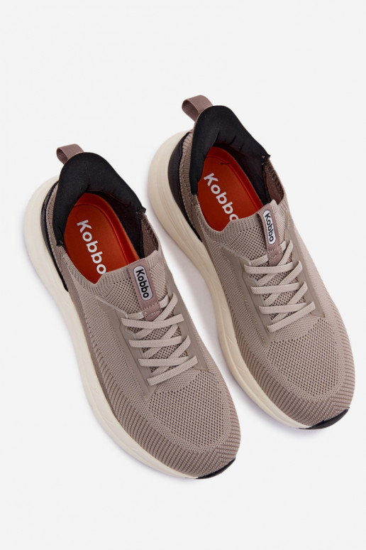 sportschoenen voor mannen materiaal Sneakers model schoenen Persistent model met platform Kobbo 102421 beige