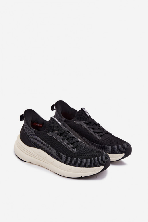 Chaussures de sport pour hommes à enfiler avec plateforme Kobbo 102421 couleur noire