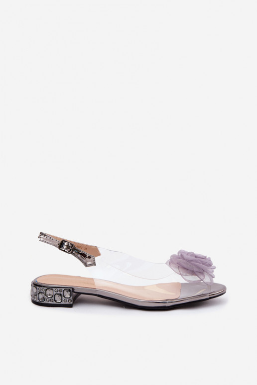 Damen durchsichtige Sandalen mit Rose D&A MR61-9003 grau