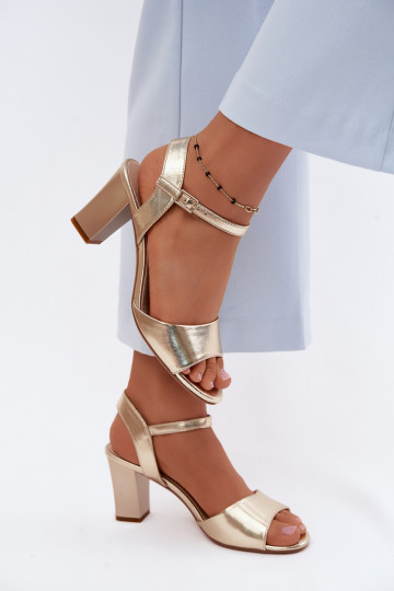 Damen-Sandalen mit hohen Absätzen Sergio Leone SK861 goldene Farbe 2