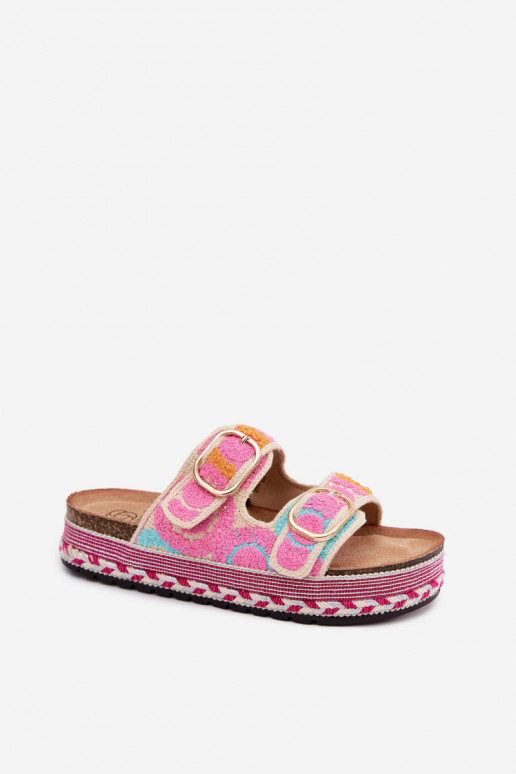 SzydełkoÀe Chaussons avec une plateforme avec boucles couleur rose Glimma