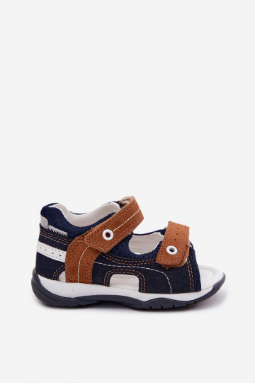 Haut INildledersandalen für Jungs Bartek 84408-66 blaue-braune Farbe 2