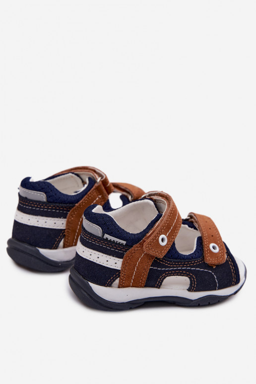 Haut INildledersandalen für Jungs Bartek 84408-66 blaue-braune Farbe