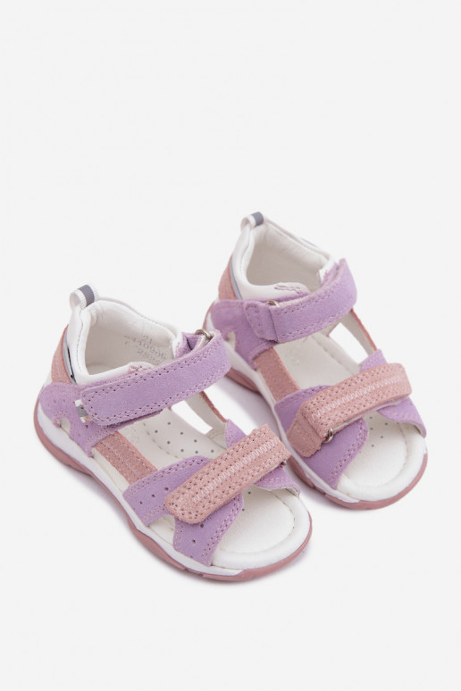 Peau Sandales en daim pour les enfants Bartek 84409-66 Couleur violette