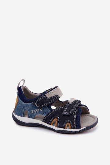 Sandales en cuir Bartek 84413-68 pour garçons en bleu marine