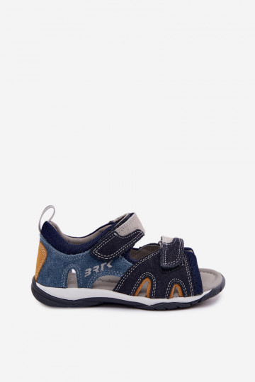 Sandales en cuir Bartek 84413-68 pour garçons en bleu marine 2