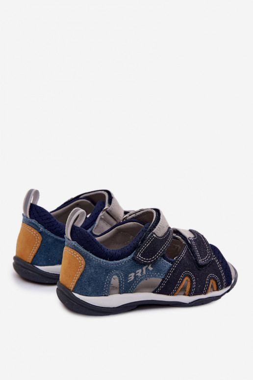 Sandales en cuir Bartek 84413-68 pour garçons en bleu marine