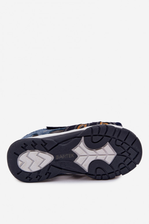 Sandales en cuir Bartek 84413-68 pour garçons en bleu marine